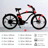 Tracer 500W 26" Omega Men's Beach Cruiser Electric Bike - MB-EB-OMEGA-M-MBK/ BK