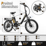 Costway Folding Electric Bike with 20" Fat Tires 750W 30 MPH 44 Mile Range New - SP38245US