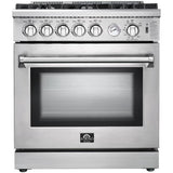 Forno Appliance Package - 30 Inch Gas Range, Wall Mount Range Hood, Refrigerator, AP-FFSGS6275-30-W-4