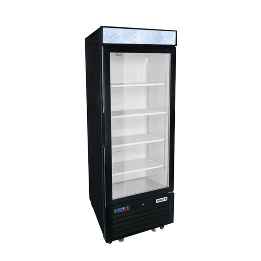 Frigos FGA-MGDR-1D-24-LHT 24" One Hinged Glass Door Black Steel Exterior Merchandiser Cooler 8 Cu. Ft. - FGA-MGDR-1D-24-LHT