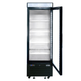 Frigos FGA-MGDR-1D-24-LHT 24" One Hinged Glass Door Black Steel Exterior Merchandiser Cooler 8 Cu. Ft. - FGA-MGDR-1D-24-LHT