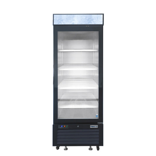 Frigos FGA-MGDR-1D-24-LHT 24" One Hinged Glass Door Black Steel Exterior Merchandiser Cooler 8 Cu. Ft. - FGA-MGDR-1D-24-LHT