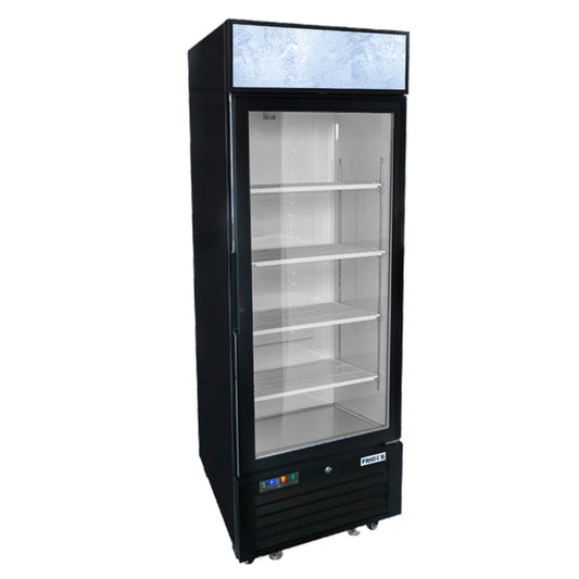 Frigos FGA-MGDR-1D-24 24" One Hinged Glass Door Black Steel Exterior Merchandiser Cooler 11 Cu. Ft. - FGA-MGDR-1D-24
