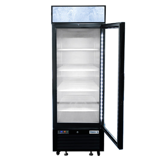 Frigos FGA-MGDR-1D-27-L 27" One Hinged Glass Door Black Steel Exterior Merchandiser Cooler 19 Cu. Ft. Left Hinged - FGA-MGDR-1D-27-L
