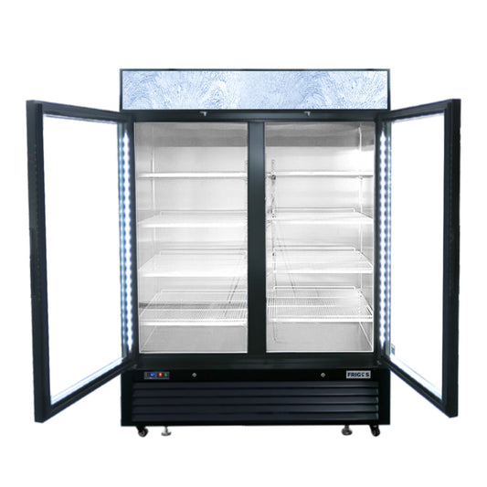 Frigos FGA-MGDR-2D-54 54" Two Hinged Glass Door Black Steel Exterior Merchandiser Cooler 44 Cu. Ft. - FGA-MGDR-2D-54