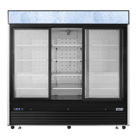 Frigos88" Black Exterior Sliding Glass Door Refrigerator Merchandiser 64.4 Cu. Ft. -  FGA-MGDR-3SD-88