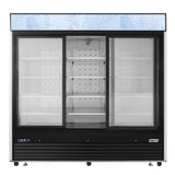 Frigos88" Black Exterior Sliding Glass Door Refrigerator Merchandiser 64.4 Cu. Ft. -  FGA-MGDR-3SD-88