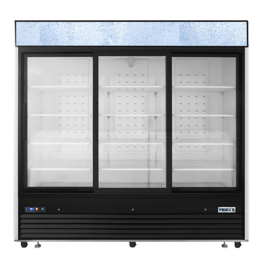 Frigos88" Black Exterior Sliding Glass Door Refrigerator Merchandiser 64.4 Cu. Ft. -  FGA-MGDR-3SD-88