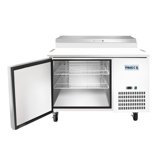 Frigos FGA-PZPT-1D-44 44" One Solid Door Refrigerated Pizza Prep Table (6) 1/3 size pans - FGA-PZPT-1D-44