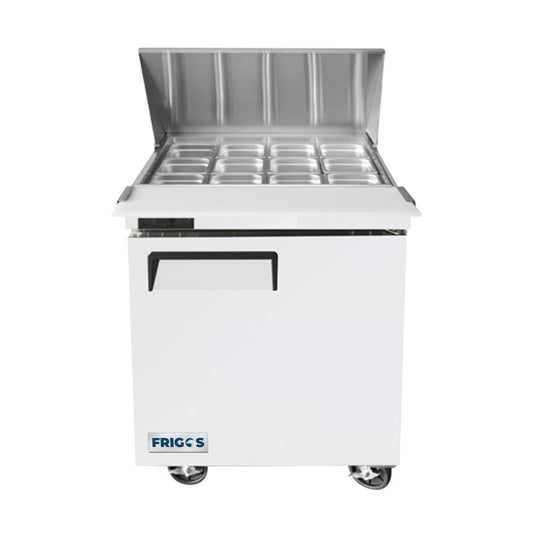 Frigos FGA-SPT-12P-28-MT 28" One Door Mega Top Refrigerator Sandwich Prep Table (12) 1/6 Size Pans - FGA-SPT-12P-28-MT