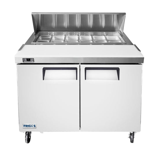 Frigos  48" Two Door Refrigerated Sandwich Prep Table (12) 1/6 size pans - FGA-SPT-12P-48