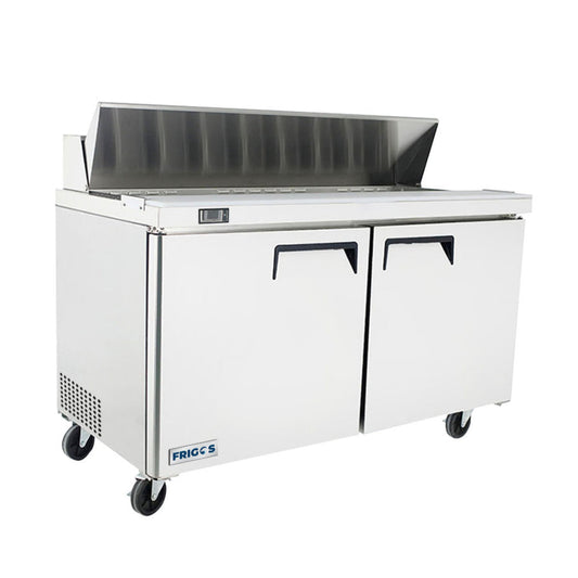 Frigos 60" Two Door Refrigerated Sandwich Prep Table (16) 1/6 size pans -  FGA-SPT-16P-60