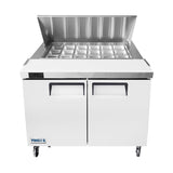Frigos FGA-SPT-18P-48-MT 48" Two Door Mega Top Refrigerator Sandwich Prep Table (18) 1/6 size pans - FGA-SPT-18P-48-MT