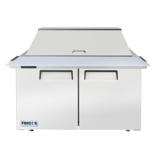 Frigos FGA-SPT-18P-48-MT 48" Two Door Mega Top Refrigerator Sandwich Prep Table (18) 1/6 size pans - FGA-SPT-18P-48-MT