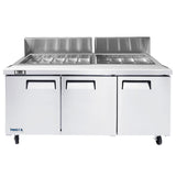 Frigos  73" Three Door Refrigerated Sandwich Prep Table (18) 1/6 size pans - FGA-SPT-18P-73