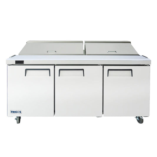 Frigos  73" Three Door Refrigerated Sandwich Prep Table (18) 1/6 size pans - FGA-SPT-18P-73