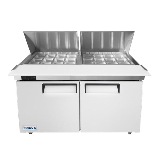 Frigos FGA-SPT-24P-60-MT 60" Two Door Mega Top Refrigerator Sandwich Prep Table (24) 1/6 size pans - FGA-SPT-24P-60-MT