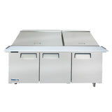 Frigos FGA-SPT-30P-73-MT 73" Three Door Mega Top Refrigerator Sandwich Prep Table (30) 1/6 size pans - FGA-SPT-30P-73-MT