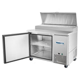 Frigos Pizza Prep Table Refrigerator 44" Width 1 Door Frigos FG-PZPT-44 with Aluminum Interior with 304 Stainless Steel Floor - FG-PZPT-44
