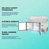 Frigos Pizza Prep Table Refrigerator 67" Width 2 Door Frigos FG-PZPT-67 with Aluminum Interior with 304 Stainless Steel Floor - FG-PZPT-67