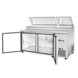 Frigos Pizza Prep Table Refrigerator 67" Width 2 Door Frigos FG-PZPT-67 with Aluminum Interior with 304 Stainless Steel Floor - FG-PZPT-67