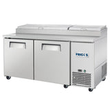Frigos Pizza Prep Table Refrigerator 67" Width 2 Door Frigos FG-PZPT-67 with Aluminum Interior with 304 Stainless Steel Floor - FG-PZPT-67
