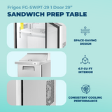 Frigos FG-SWPT-29 Prep Table, 29" 1-Door, SS Floor