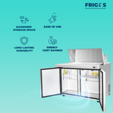 Frigos 48" Sandwich Prep Table Refrigerator, 2 Doors, Stainless Steel Floor - FG-SWPT-48
