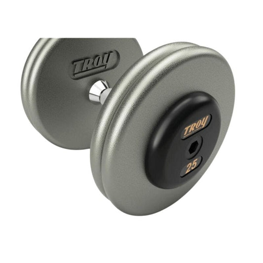 iDeal Troy HFD-R Pro Style Hammer-tone Gray Dumbbell Sets Rubber End Caps - HFD-005-025R