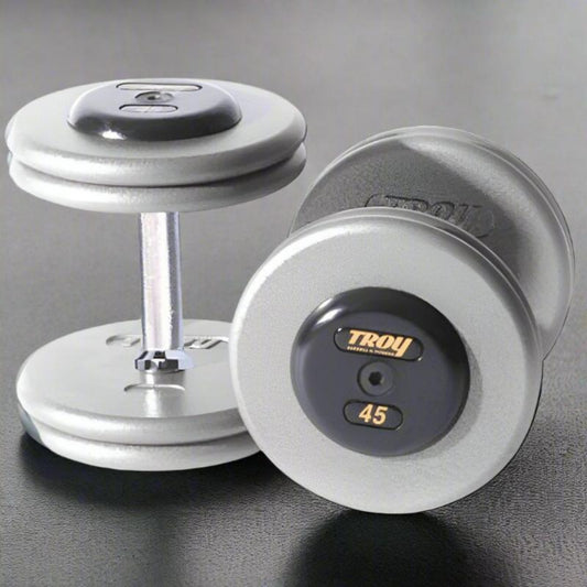 iDeal Troy HFD-R Pro Style Hammer-tone Gray Dumbbell Sets Rubber End Caps - HFD-005-025R