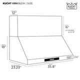 Kucht Professional 36" Wall Mount Range Hood 900 CFM in Stainless Steel - KRH3621A