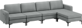 Costway Sofa Modular L-Shaped Sectional with Removable Ottoman Built-In Outlet and USB Ports New - HV10299HS-A+B+E+D
