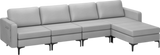 Costway Sofa Modular L-Shaped Sectional with Removable Ottoman Built-In Outlet and USB Ports New - HV10299HS-A+B+E+D