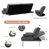 Costway Sofa Convertible Folding Futon with Adjustable Backrest in Linen Fabric New - HW66916GR