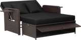 Costway Patio Rattan Loveseat Sofa and Multipurpose Ottoman with Adjustable Backrest Dark Brown New - HW70644BN+
