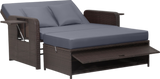 Costway Patio Rattan Loveseat Sofa and Multipurpose Ottoman with Adjustable Backrest Dark Brown New - HW70644BN+