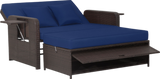 Costway Patio Rattan Loveseat Sofa and Multipurpose Ottoman with Adjustable Backrest Dark Brown New - HW70644BN+