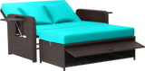 Costway Patio Rattan Loveseat Sofa and Multipurpose Ottoman with Adjustable Backrest Dark Brown New - HW70644BN+