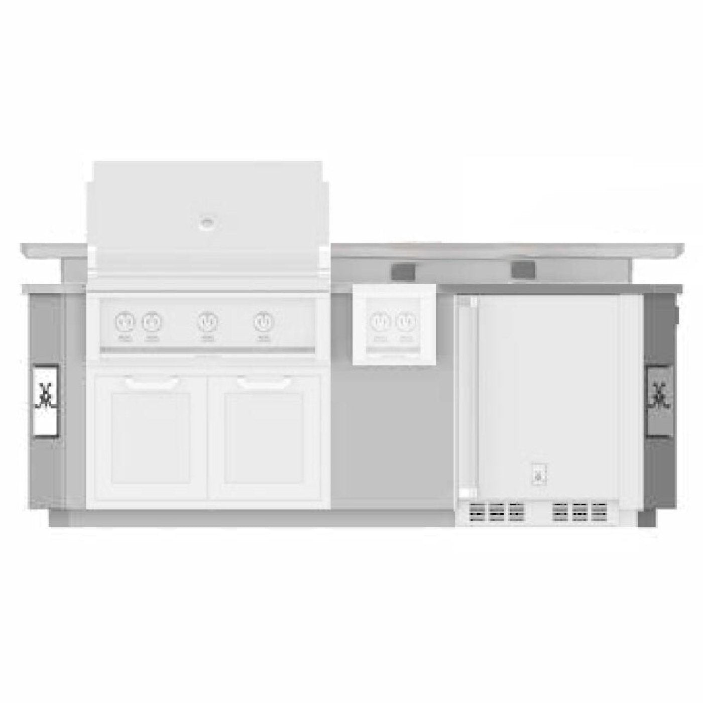 Hestan 8-Foot Outdoor Living Suite with Stainless Steel Countertop and Raised Bellybar with Foot Rail - GESSB08-1