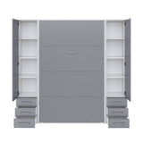 Maxima House Invento Vertical Wall Bed, European Full XL Size with 2 cabinets - IN140V-07W - Backyard Provider