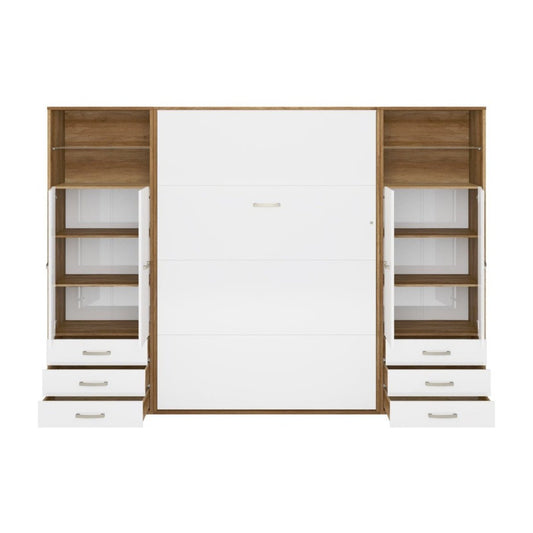 Maxima House Invento Vertical Wall Bed, European Twin Size with 2 cabinets - IN90V-10W - Backyard Provider