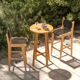 Tangkula Teak Wood Bar Chair, 30” Rattan Bar Stool with Backrest & Footrest - JV11897