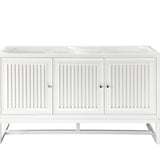 James Martin Vanities Athens Collection 60 in. Double Vanity in Glossy White, Cabinet Only - E645-V60D-GW