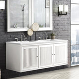 James Martin Vanities Athens Collection 60 in. Double Vanity in Glossy White with Solid Surface Countertop Options - E645-V60D-GW-3AF