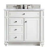 James Martin Vanities Bristol Collection 36 in. Single Vanity in Bright White with Countertop Options - 157-V36-BW-3AF