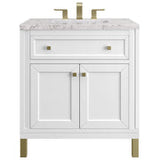 James Martin Vanities Chicago Collection 30 in. Single Vanity in Glossy White with Countertop Options - 305-V30-GW-3AF