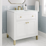 James Martin Vanities Chicago Collection 30 in. Single Vanity in Glossy White with Countertop Options - 305-V30-GW-3AF