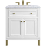 James Martin Vanities Chicago Collection 30 in. Single Vanity in Glossy White with Countertop Options - 305-V30-GW-3AF