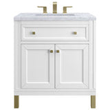 James Martin Vanities Chicago Collection 30 in. Single Vanity in Glossy White with Countertop Options - 305-V30-GW-3AF