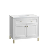 James Martin Vanities Chicago Collection 36 in. Single Vanity in Glossy White with Countertop Options - 305-V36-GW-3AF